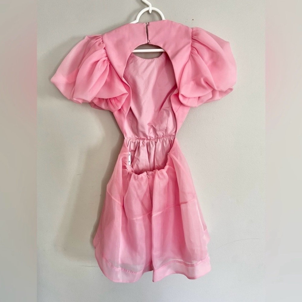 Aje Simplicity Puff Sleeve Cut Out Backless Mini Dress Ballet Pink Size 4 EUC - Picture 8 of 10